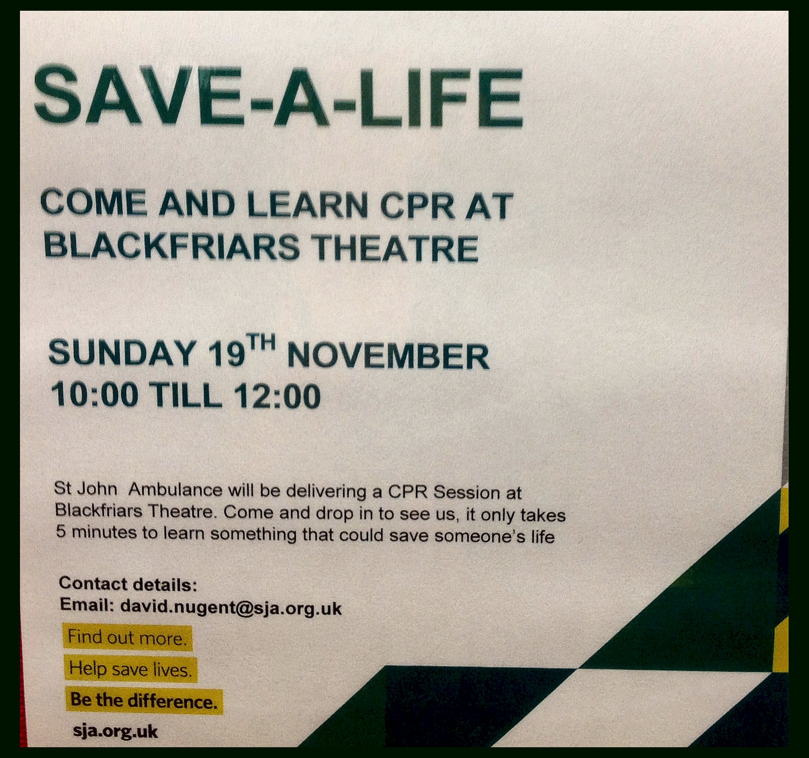 SAVE-A-LIFE Sunday 19th November