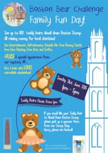 Teddy Bears abseil down Boston Stump.